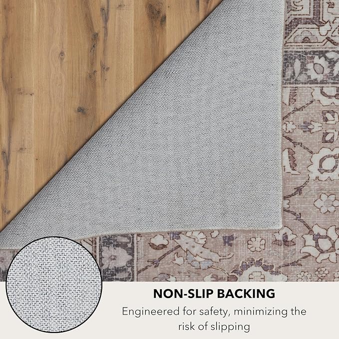 Kuden 2'6"x7' Runner Rug, Machine Washable Area Rug - Image 7