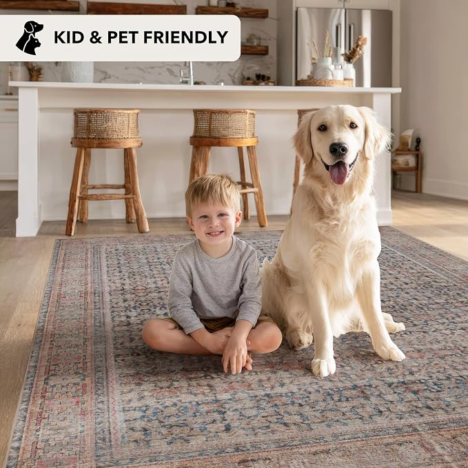 Kuden 2'6"x7' Runner Rug, Machine Washable Area Rug - Image 6
