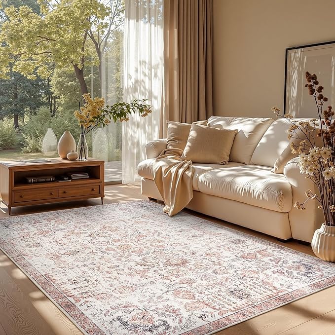 jinchan Kalen Area Rug 5x7 Washable Living Room Rug Vintage Indoor Floor Cover by JINCHAN