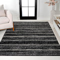 JONATHAN Y Williamsburg Minimalist Stripe Black/Cream Indoor Area Rug, by JONATHANY