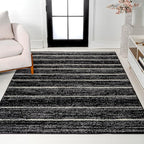 JONATHAN Y Williamsburg Minimalist Stripe Black/Cream Indoor Area Rug, by JONATHANY