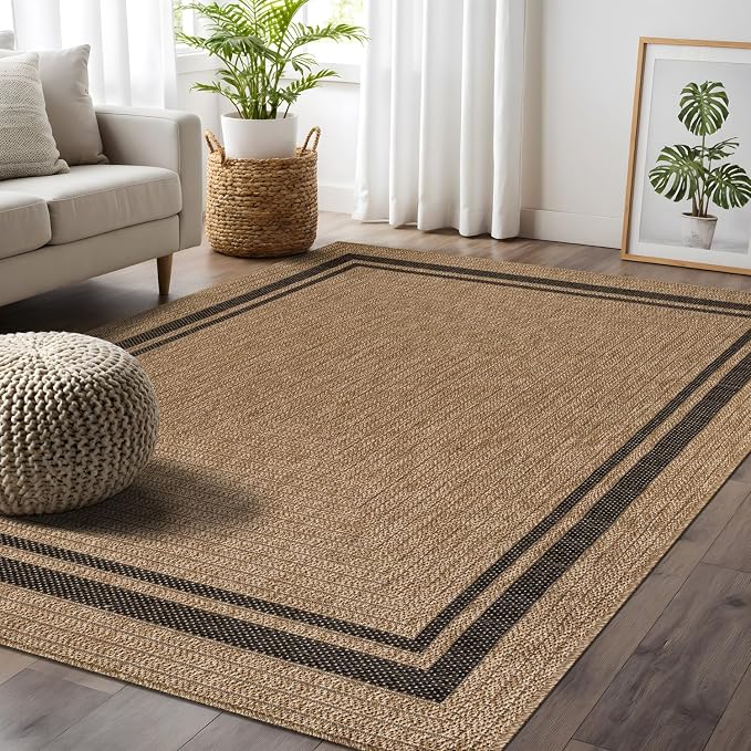 Beverly Rug Easy Jute Bordered Rug 10x14 Washable Large Indoor Outdoor Area Rugs - Image 9