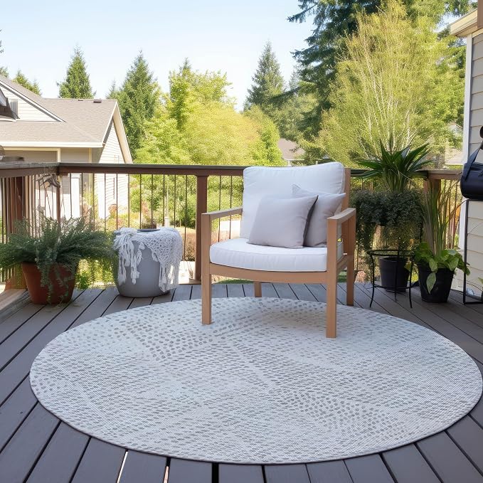 Addison Rugs Chantille ACN591 Silver 8' x 8' Indoor Outdoor Round Rug, Easy - Image 6