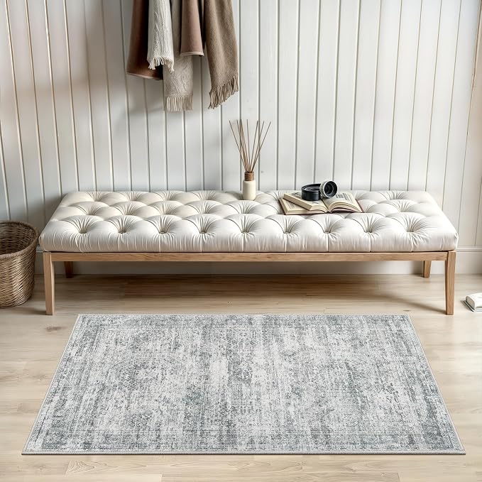 2x3 Washable Rugs for Kitchen, Powder Room Small Area Rug Non-Slip Vintage Low - Image 7