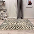 Alfa Rich 3x5 Geometric Beige Black Washable Area Rugs - Image 2