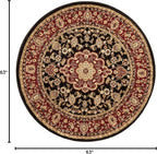 Well Woven Barclay Collection Medallion Kashan Black 5 ft Round Rug - Image 2