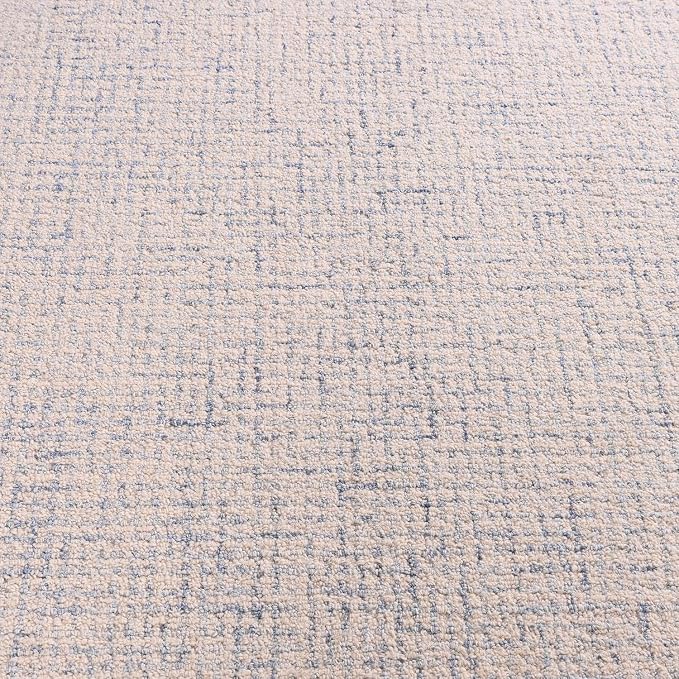 Hand-Tufted 100% Wool Pile Area Rug – Geometric Textured Grid Check Pattern – - Image 4