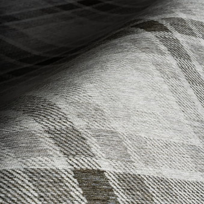 Dash & Albert Andri Plaid Black Machine Washable Rug, Runner-2.5 X 8 Feet - Image 4