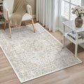 3x5 Washable Vintage Area Rug for Living Room Bedroom Beige Grey Soft by WondRg
