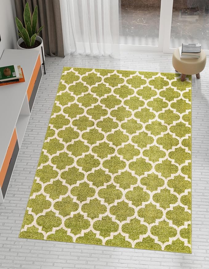 Rugs.com Lattice Collection Rug – 10x13 Light Green Medium-Pile Rug Perfect by Rugscom