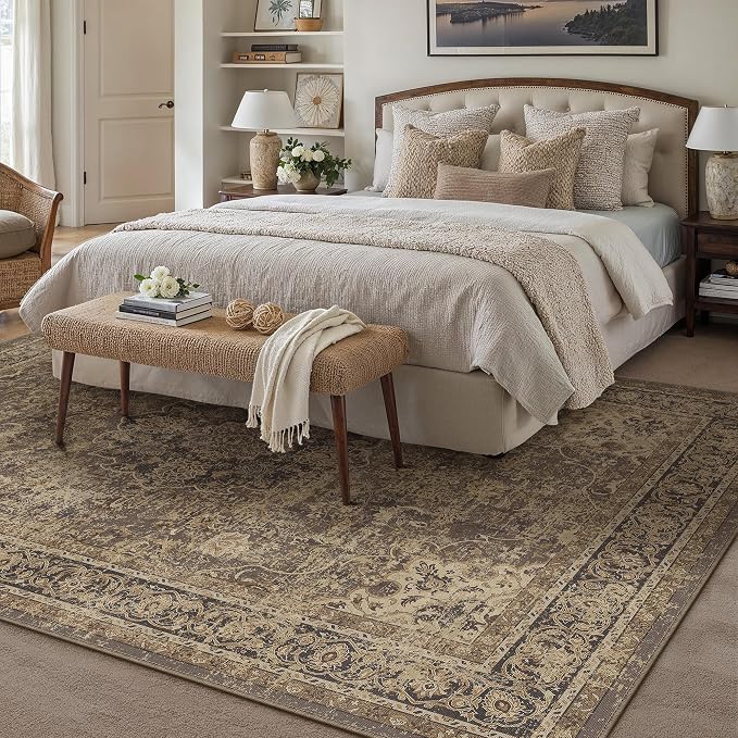 5x7 Brown Washable Vintage Runner Rug - Image 3