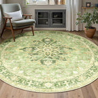 Area Rugs 6ft Washable Non-Slip, Floral Vintage Distress Print Pattern by RELEANY