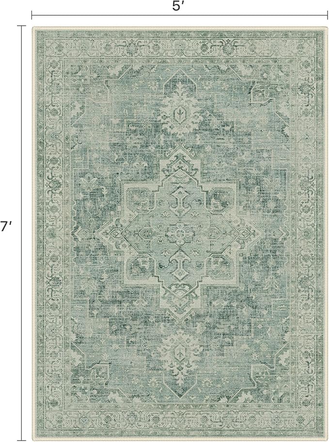 5x7 Area Rugs for Living Room, Machine Washable Rug, Non Slip Vintage Rugs - Image 2