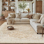 HUGEAR Machine Washable Area Rugs 5x7 Vintage Beige Brown Living Room Bedroom - Image 3