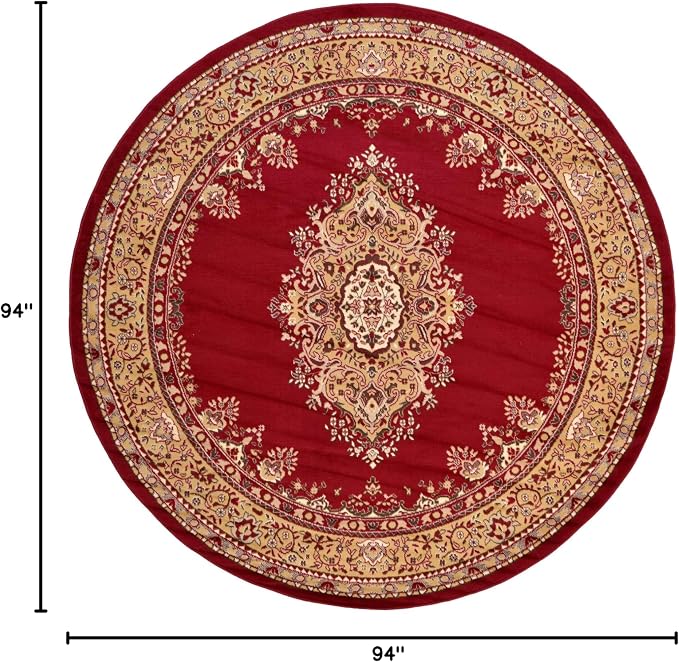 Unique Loom Reza Collection Traditional Persian Style Area Rug, Burgundy/Ivory - Image 2