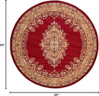 Unique Loom Reza Collection Traditional Persian Style Area Rug, Burgundy/Ivory - Image 2