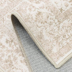 Beige Area Rug 5x8 Machine Washable Vintage Living Room Distressed Non Slip - Image 5