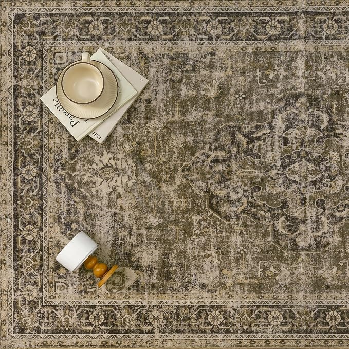 Hallway Runner Rug 2x8 Washable Brown Vintage Distressed Long Runner Oriental - Image 7