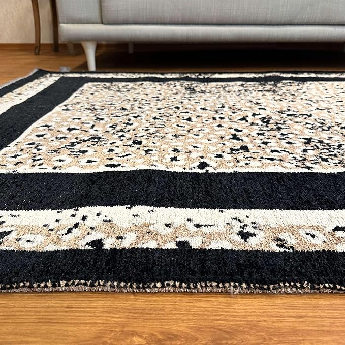 Alfa Rich 3x5 Leopard Beige Black Washable Area Rugs - Image 5