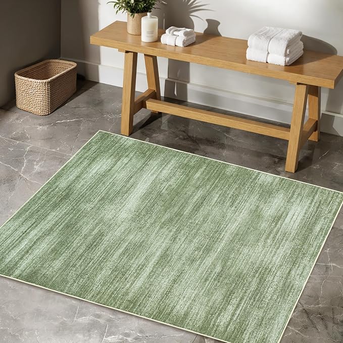 Hunter Green Modern Rug for Bedroom Non Slip Washable 3 x 5 Area Rug for - Image 2