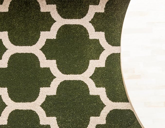 Rugs.com Lattice Collection Rug – 6 Ft Round Dark Green Medium Rug Perfect - Image 8