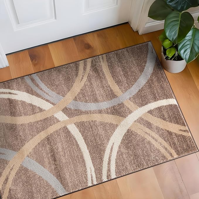 Rugshop Modern Wavy Circles Design Accent Rug, Fade-Resistant Carpet - Image 9