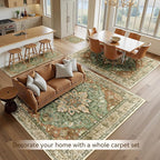 Area Rugs 10'x12' Washable Non-Slip, Floral Vintage Distress Print Pattern - Image 4