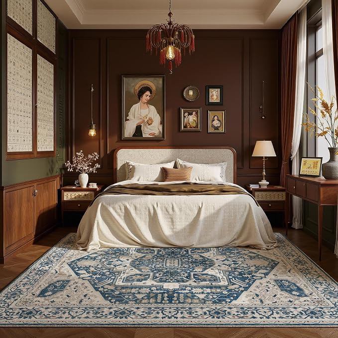 EnHomee 5x7 Area Rugs Washable for Bedroom, Boho Vintage Rugs, Foldable Area - Image 5