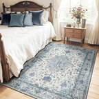 Area Rugs 5'x7' Washable Non-Slip, Floral Vintage Distress Print Pattern - Image 2