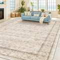 Washable Ivory Living Room Rug, 8x10 Non Slip Area Rugs by HazoHaus