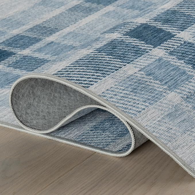 Dash & Albert Andri Plaid Blue Machine Washable Rug, 4 X 6 Feet - Image 5