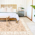 Area Rug 9x12 Washable Tangerine Vintage Traditional Mat Distressed Indoor - Image 2