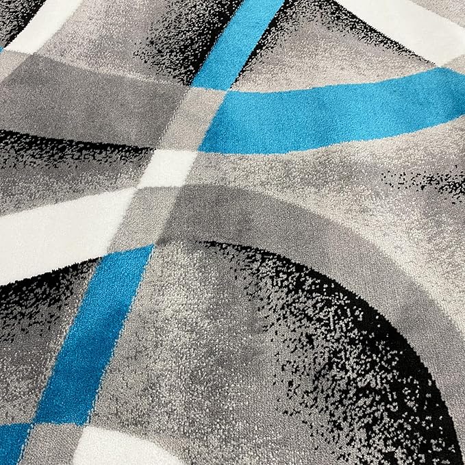 Persian Rugs 2305 Turquoise White Swirlss 2'2 x 7'4 Runner Modern Abstract Area - Image 5