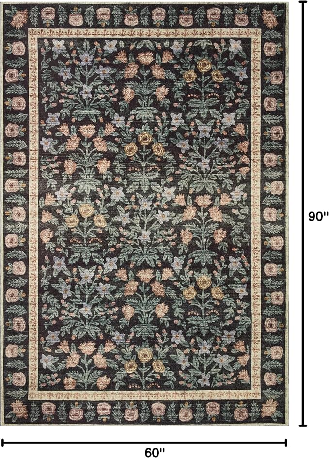 Loloi Rifle Paper Co. Eden Collection EDE-02 Mughal Garden Black 5'-0" x 7'-6" - Image 2