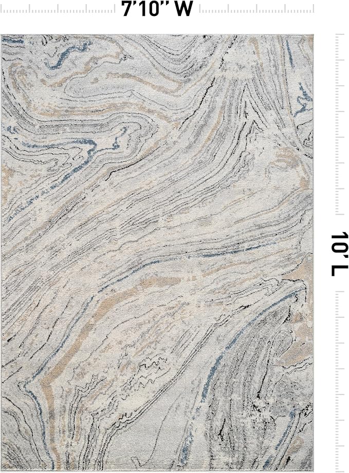 Rugshop Marble Swirl Distressed Gray Area Rug 7' 10" x 10' Ideal - Image 2