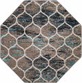 Rugs.com Lattice Frieze Collection Rug – 6 Ft Octagon Blue Multi Medium-Pile by Rugscom