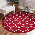 Rugs.com Lattice Frieze Collection Rug – 5' Round Red Medium Rug Perfect by Rugscom