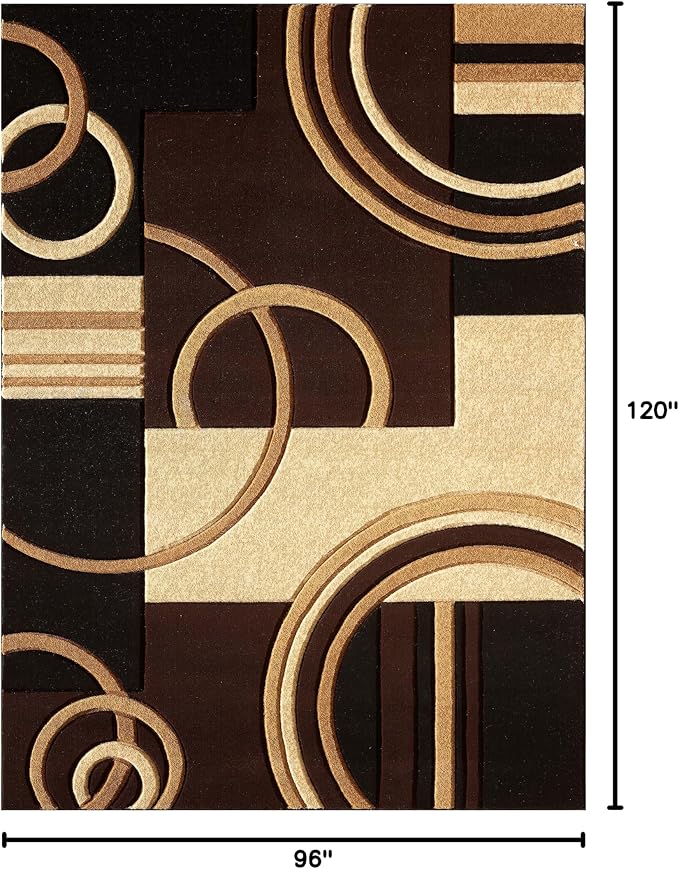 GLORY RUGS Area Rug Modern 8x10 Brown Soft Hand Carved Contemporary Floor Carpet - Image 2