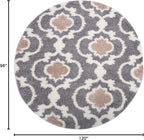Rugshop Cozy Moroccan Trellis Indoor Shag Round Area Rug 6'6" Gray/Cream - Image 2