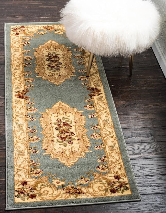 Rugs.com Chateau Collection Rug – 2' x 5' 3 Runner Light Blue Medium Rug Perfect by Rugscom