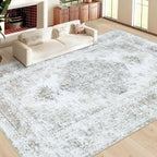 Area Rug 10x14 Living Room Rugs, Machine Washable Vintage Distressed Medallion - Image 2