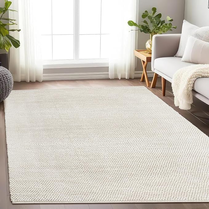 Savi Home Handwoven Wool Cotton Blend Area Rug 4x6', Textured Popcorn Braided - Image 9