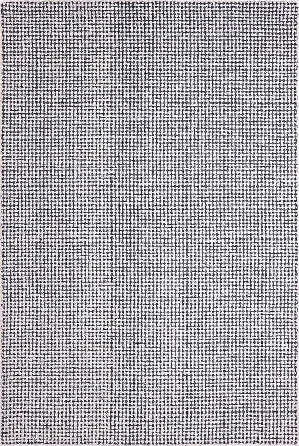 Hand-Tufted 100% Wool Pile Area Rug – Geometric Textured Grid Check Pattern – - Image 3