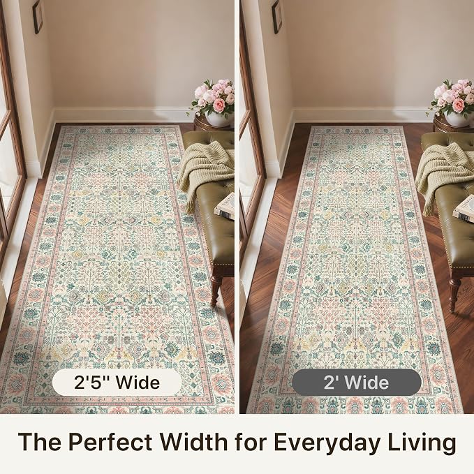 Bavni 2'6''x6 Rug Runners for Hallways, Washable Runner Rug Non Slip, Vintage - Image 6