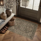 Entryway Area Rug 2x3 Brown Vintage Distressed Indoor Carpet Oriental Soft Thin by PureCozy