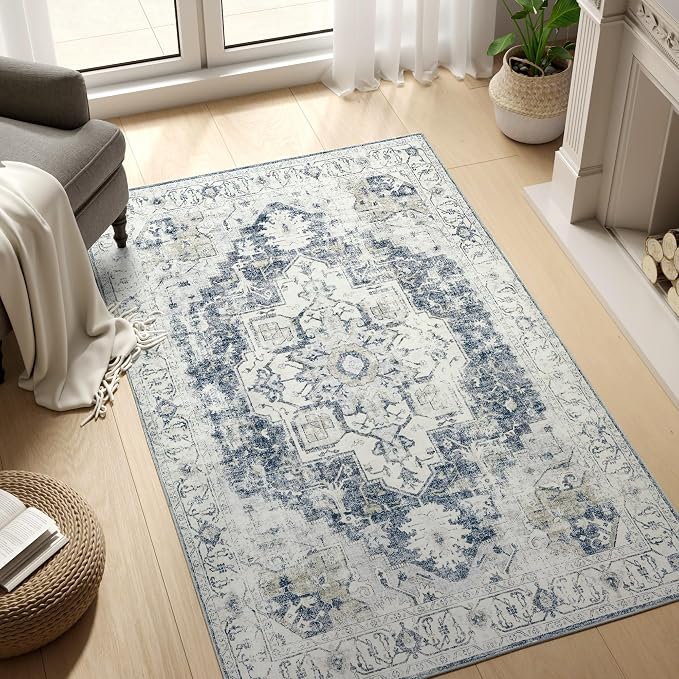 jinchan Kelda Area Rug 3x5 Washable Entryway Rug Vintage Soft Indoor Floor by JINCHAN