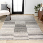 JONATHAN Y Lyla Offset Stripe Gray/Cream Indoor Area Rug, Contemporary by JONATHANY