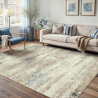 5x7 Area Rug Washable Beige Brown Abstract Living Room Carpet Non Slip Modern by PureCozy