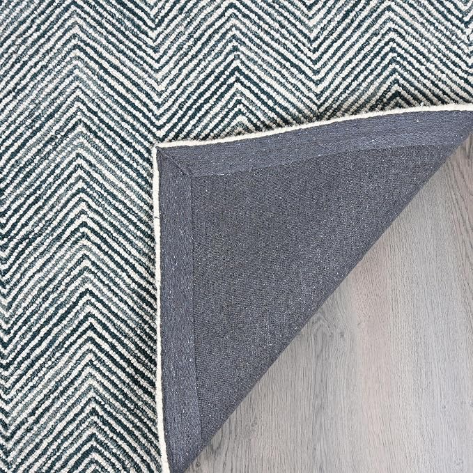 Modern Herringbone Chevron Collection Handcrafted Wool Area Rug - Image 5