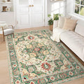 Area Rug 5x7 Washable Rug, Vintage Boho Medallion Rugs Non-Slip Soft Low Pile by VECARF